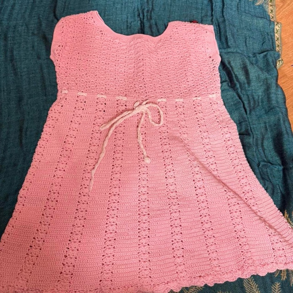 Charming Pink Crochet Dress for Kids